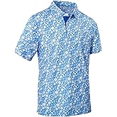 Mens Golf Shirts Quick Dry Moisture Wicking Casual Short Sleeve Performance Athletic Print Collared Stylish Men Polo Shirt