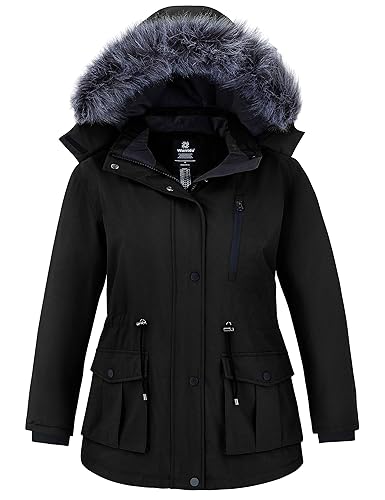 wantdo Women's Plus Size Winter Jacket Hooded Parka Plus Coat