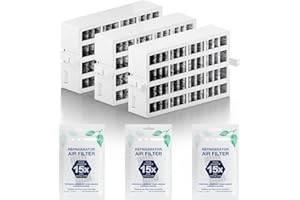 FUNMIT W10311524 AIR1 Refrigerator Air Filter Cartridge Replacement for Whirlpool Kenmore Refrigerator Compatible with Fresh Flow Refrigerator Air Filter, 3 Pack, White