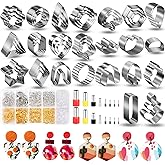 Polymer Clay Cutters for Earrings Making, 705 PCS Clay Cutters Set with 49 Shapes Stainless Steel Clay Cutter Tools, 640 PCS Jewelry Accessories, 16 Circle Shape Earring Cutters for Polymer Clay