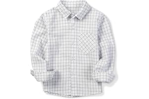 OCHENTA Little Big Boys' & Men's Long Sleeve Button Down Oxford Casual Dress Shirt