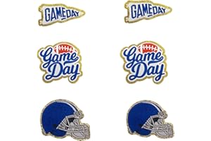 MUMAYA Game Day Embroidered Iron-On Patches Football Helmets LogosEmbroidery Patch Chenille Applique Garments for DIY Clothing Jacket Backpack Hat Bag Decor (Blue (6pcs))