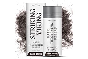 Striking Viking Hair Fibers - Dark Brown, 0.98 oz, Pack of 1 - Long-Lasting Hold & Hair Filler - Undetectable Coverage with Fiber Powder - Easy Application & Styling Powder