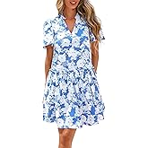 BTFBM Women Summer Dresses 2025 Short Sleeve V Neck Tiered Ruffle Boho Swing Dress A-Line Floral Mini Dresses