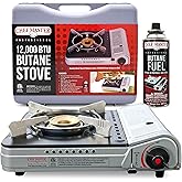 Chef Master 90235 Butane Countertop Stove 12,000 BTU, Professional Quality, Portable, with Carry Case, High Performance, Elec