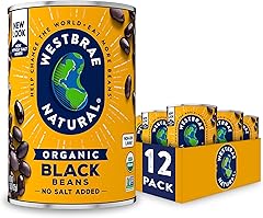 WESTBRAE 25 oz Organic Black Beans, Source of Plant Based Protein and Fiber, Low Fat, Gluten Free, (Pack of 12)