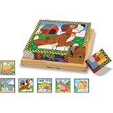 Melissa &amp; Doug Pets Wooden Cube Puzzle With Storage Tray (16 pcs)