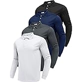PINSPARK Long Sleeve Polo Shirts for Men Moisture Wicking Golf Shirts Quick Dry Work Hiking Casual Collared Shirt