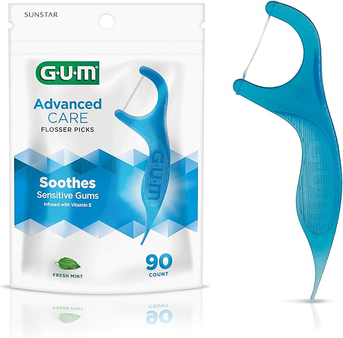 GUM Advanced Care Flossers, Fresh Mint Dental String Floss Picks