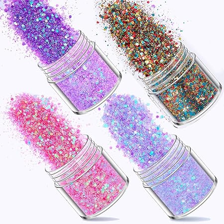 Amazon Reppkyh 4色セットグリッター 容器入り キラキラ ネイルパーツ ネイルアート ラメグリッター ラメパウダー 顔 ボディ ヘア飾り クリスマス パーティー 8個セット Reppkyh ドットスティック 通販