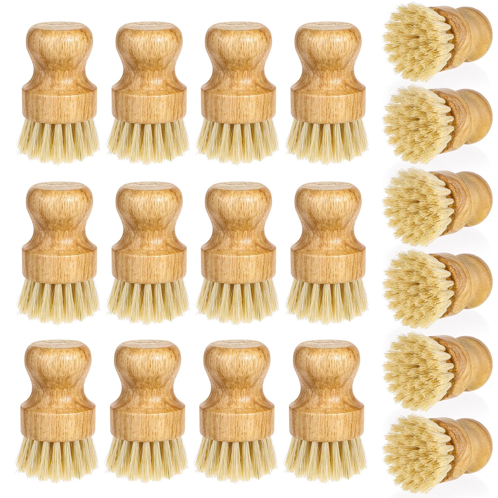 Photo 1 of 18 Pcs Bamboo Dish Scrub Brushes Kitchen Dishwashing Cleaning Brush Wooden Scrubbers Set Sisal Bristles Cleaner Scrubber for Washing Cast Iron Pan Pot Sink Spatula (18, Yellow)