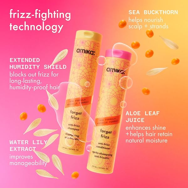 AMIKA FORGET FRIZZ ANTI-FRIZZ CONDITIONER, 275ML | SMOOTHING, HUMIDITY PROTECTION, UP TO 72 HOUR FRIZZ CONTROL + LIGHTWEIGHT HYDRATION, FOR MEDIUM TO THICK COARSE HAIR TYPES 2A-4C