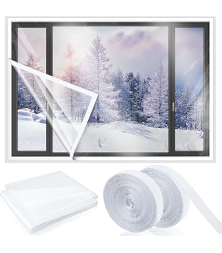 65x200cm Window Film Insulator Kit-Clear Thermal Window Coverings Adhesive Plastic Window Cover With Hook And Loop-Black - View #8
