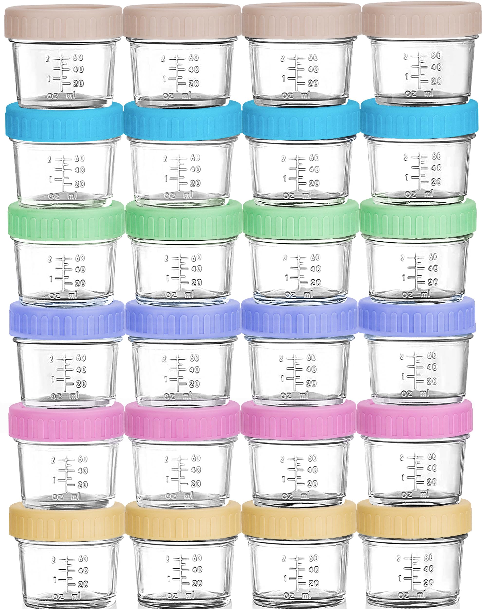 Photo 1 of WILLDAN Glass Baby Food Storage Jars w/Lids (4 oz, 24 Pack Set) Snack, Puree, Reusable Small Containers, Breast Milk, Fridge or Freezer, Microwave & Dishwasher Safe, Essential Must Have for Infants