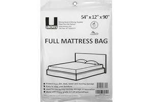 UBOXES Moving Supplies Full Size Mattress Bag 54" x 12" x 90" (FULLSCOVER01),Clear