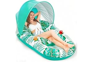 Jasonwell Pool Float with Canopy - Inflatable Pool Floaties Adult Lounger Floats Raft Floating Chair for Swimming Pool Lake W