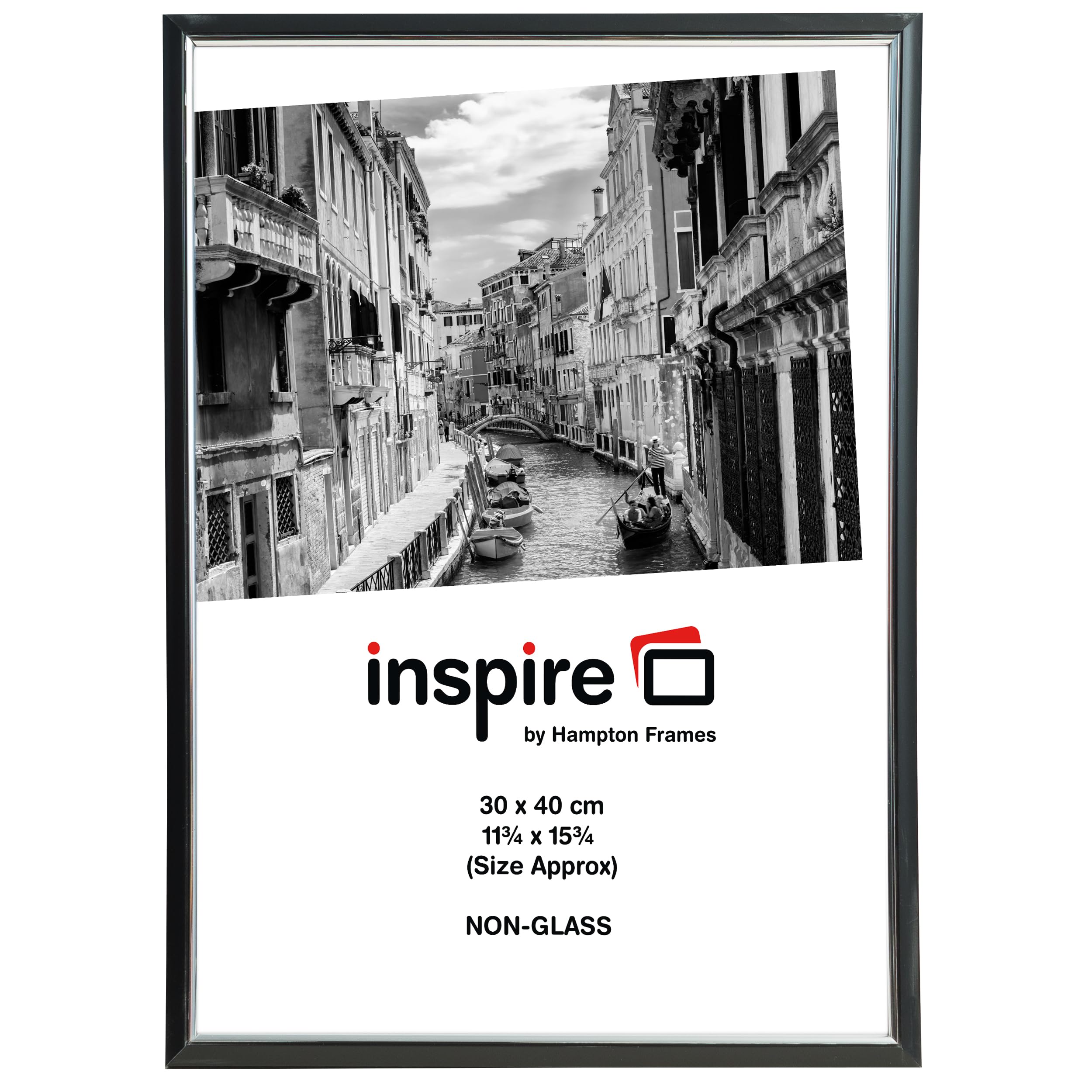 Hampton Frames EASYLOADER 30x40cm Black Picture Poster Frame Acrylic (Non-Glass) EAS3040BKPX-1PK