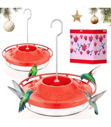 Mangeoire à Colibris Highview HummZinger - Rouge - 340 G - 4 Ports D'Alimentation - Perchoir Haut - Polycarbonate