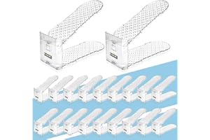 MOVDEET Clear Shoe Slots Organizer for Closet,20 Pack Adjustable Shoe Stackers for a Pair of Shoes Shelf Shoe Stacker Organizer Storage Space Saver Shoe Rack Holder for Closet,Clear
