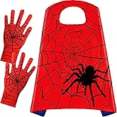 Geyoga 1 Spider Cape, 1 Pair of Spider Web Gloves Costume for Halloween Christmas Birthday Costume Party Performance(27.5 x 27.5'')