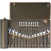 Wrench Roll Organizer,Wrench Roll Up Pouch with 23+1 Pockets,Heavy Duty Tool Roll Bag for Metric &amp; SAE Wrenches,Large Wrench Holder Organizer Bag for Men,Mechanics,Gifts for Men Dad(Olive Green)