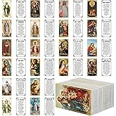 Skyygemm 240 Pcs Catholic Saint Prayer Cards Bulk Gifts Holy Cards Bookmarks Bulk 9×5cm with Catholic Saints and Prayers Assorted 20 Styles Set Inspirational Christian Gift for Women Men Kids Funeral