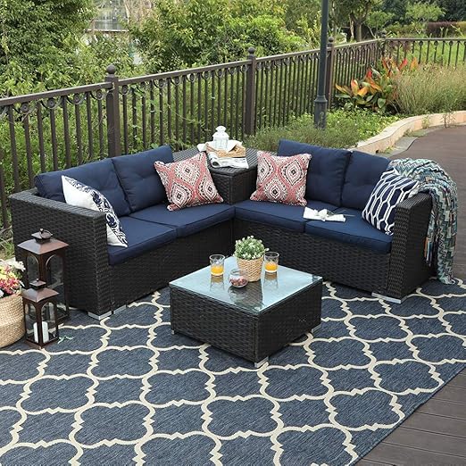 Amazon Com Phi Villa 4 Piece Patio Sectional Furniture Outdoor