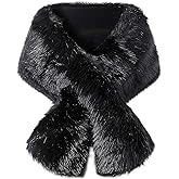 BABEYOND Womens Faux Fur Collar Shawl Faux Fur Scarf Wrap Evening Cape for Winter Coat