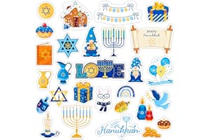 MARFOREVER 50 Pcs Hanukkah Decorations Window Gel Clings, Chanukah Window Stickers Decals Removable Reusable Hanukkah Menorah Dreidel for Adults Kids Classroom Home Chanukah Decor Party Supplies