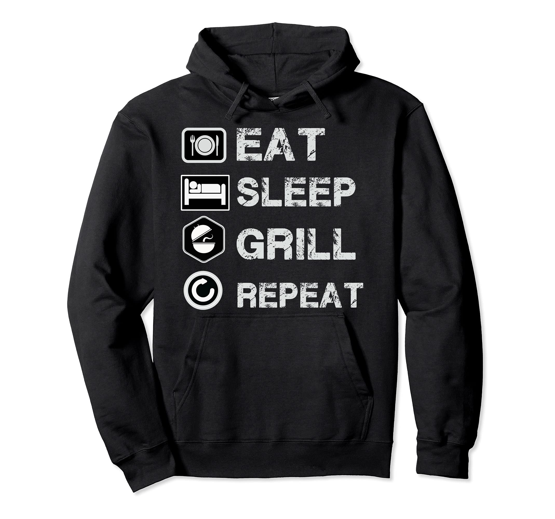 Eat Sleep Grill Barbecue Repeat Funny Grilling BBQ Pullover Hoodie