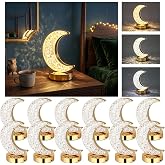 ZeahVeyora 12 Pcs Crescent Moon Light, 3 Color Dimmable Touch Lamp | Ramadan Moon Night Light with USB, Crystal Table Lamp for Banquet Christmas Room Nightstand Desk Bedroom Gift Decorations