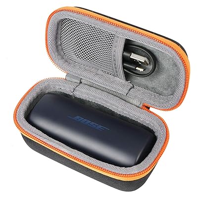 co2crea Hard Travel Case لسماعات Bose SoundSport الرياضية اللاسلكية المجانية (Black Case + Oranger Zipper)