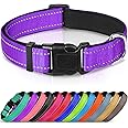 Joytale Reflective Dog Collar,Soft Neoprene Padded Breathable Nylon Pet Collar Adjustable for Large Dogs,Purple,L