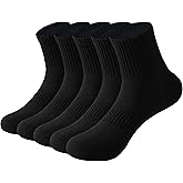 RICOTNSOCS Mens Athletic Cotton Quarter Crew Socks Light Weight Moisture Wicking Odor Control Sports Socks for Men 5 Pairs