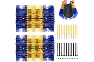 ROUISXUE Extra Large Size Livestock Scratching Brush, Upgraded Horse/Goat/Cow/Cattle Scratcher Brush for Grooming, Itch Relief Horse Scratcher Brushes Kit with Two Sets of Mounting Screws(2-Pack,Yellow)