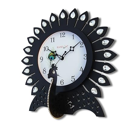 Random Clocks Dancing Peacock Round Wood Wall Clock (30 cm x 30 cm x 5 cm)