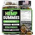 Hemp Gummies - Extra Strength - Great for Peace & Relaxation - Infused with Pure Hemp Oil Extract, Ashwagandha - L-Theanine -