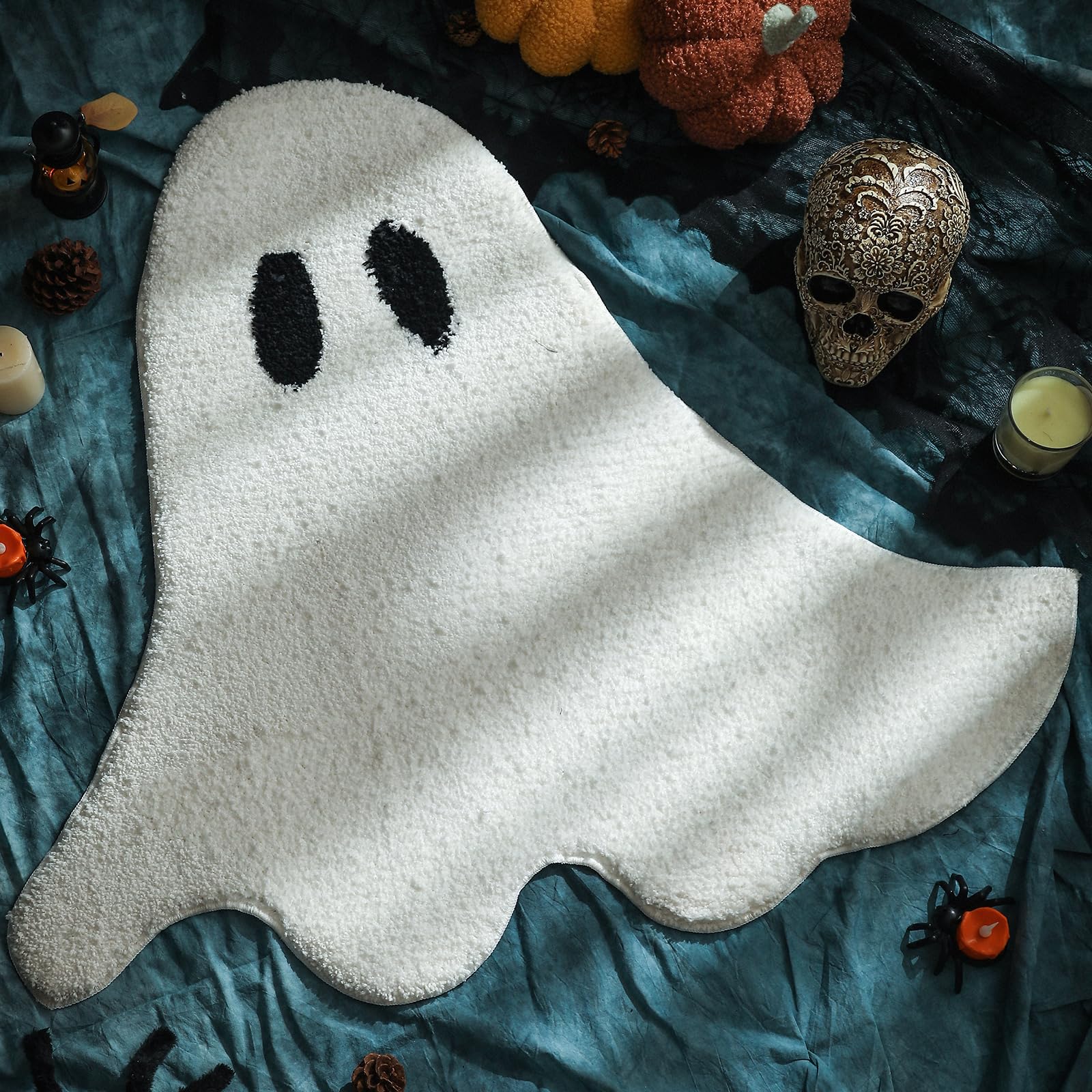 Photo 1 of YRXRUS Ghost Bathroom Rugs, Ultra Soft Ghost Shaped Bath Mat, Machine Washable White Bath Tub Living Bedroom Kids for Cute Room Decor 32x36 inch