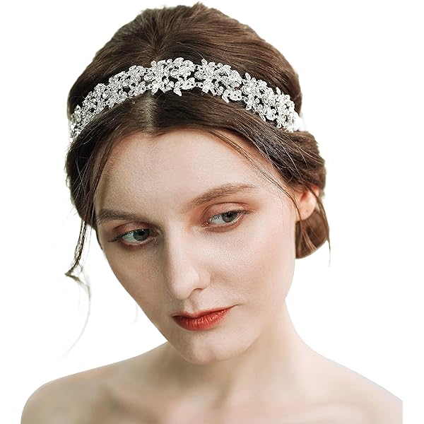 Diadème De Mariée Perles Et Strass Argenté - Fait Main - Diamètre 14,5 Cm - Pour Mariage, Soirée, Bal