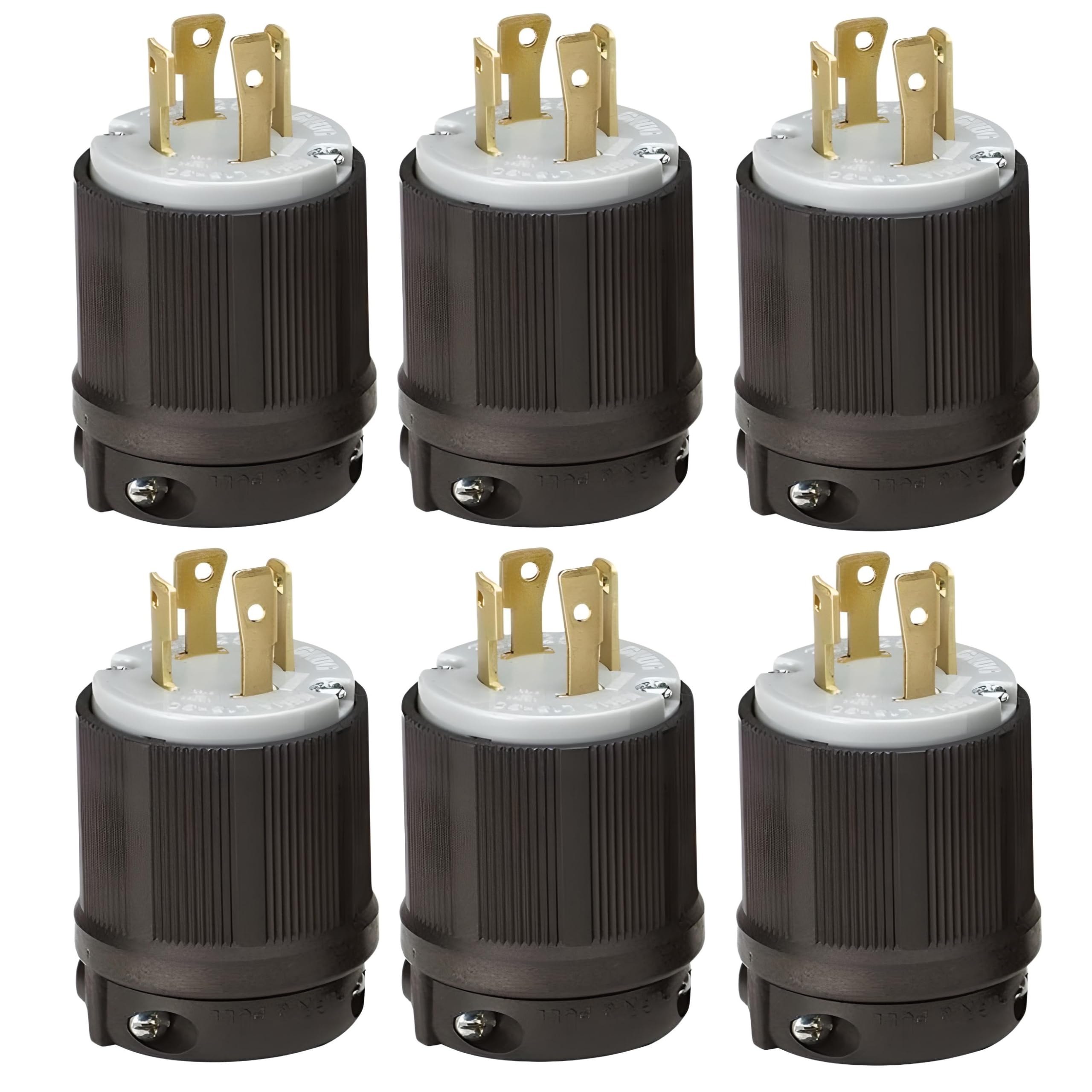 OCSParts 6-Pack NEMA L15-30 Plugs | 30A 250V AC Locking Plug | Heavy Duty Industrial Grade | cUL Listed | 6 Pack