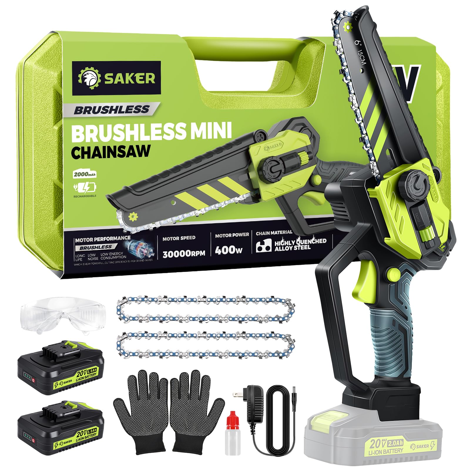 Photo 1 of Saker Mini Chainsaw|6 Inch Brushless Chainsaw[2025 Upgraded Motor]|Mini Cordless Electric Chain Saw|Small Handheld Portable Chainsaw Battery Powered Chain Saw for Cutting Wood Trimming and Woodworking