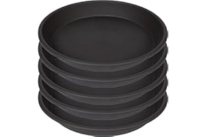 SAUCERHOME 5 Packs Plant Saucer Pot Tray 6 8 10 12 14 16 19 20 Inch Plastic Flower Planter Saucers and Drip Trays for Indoors Outdoors, Heavy Durable Plant Plate Water Catcher (12 Inch Brown)