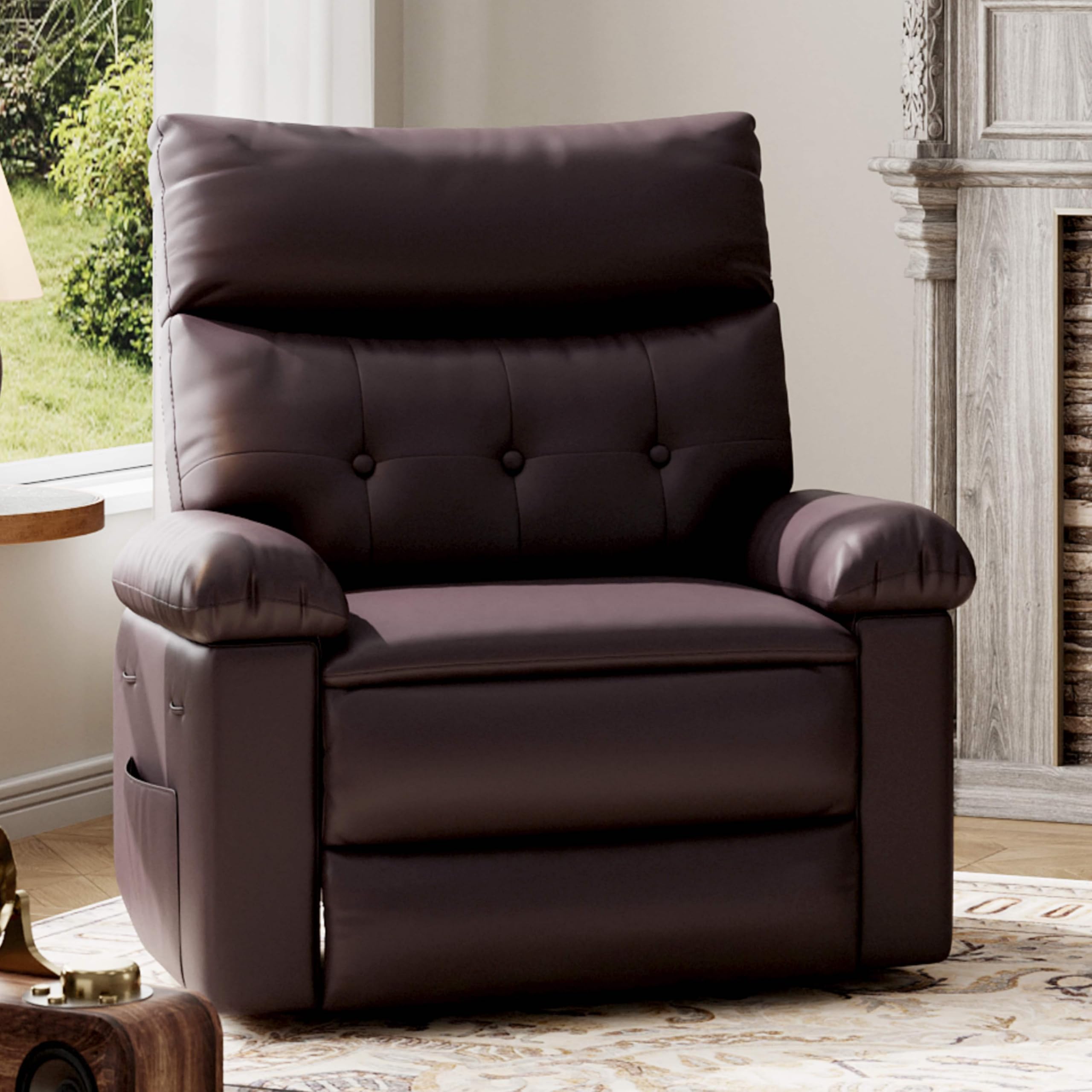 Photo 1 of (DAMGED(VIEW IMAGES)) , TAPED)GarveeHome Recliner Chair - PU Leather Manual Recliner for Adults, Lazy Chair with 1.5X Sponge Comfort Arm and Back for Living Room, Bedroom