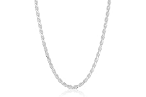 Amazon Essentials Sterling Silver Diamond Cut Rope Chain Necklace (previously Amazon Collection)