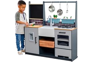 KidKraft Wooden Farm to Table Play Kitchen with EZ Kraft Assembly™, Lights & Sounds, Ice Maker and 17 Accessories