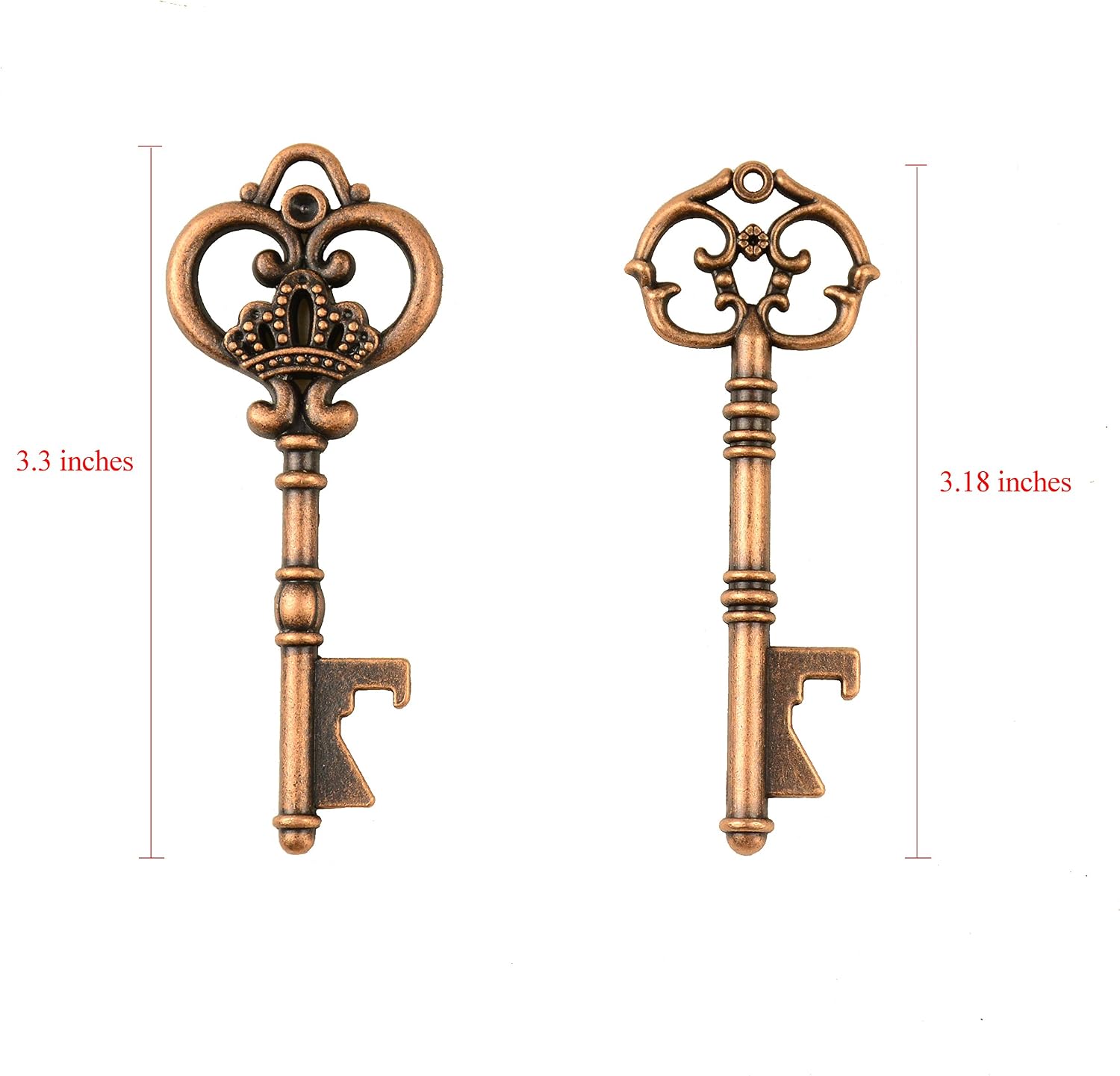 Mixed 20 Extra Large Key Shape Bottle Openers Antique Copper Skeleton Keys Wedding Party Favor - Image 3