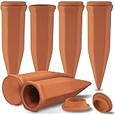Soilagua Large Terracotta Watering Spikes with Lids, Automatic Plant Waterer Outdoor | Indoor, Vacation Friendly Clay Plant W