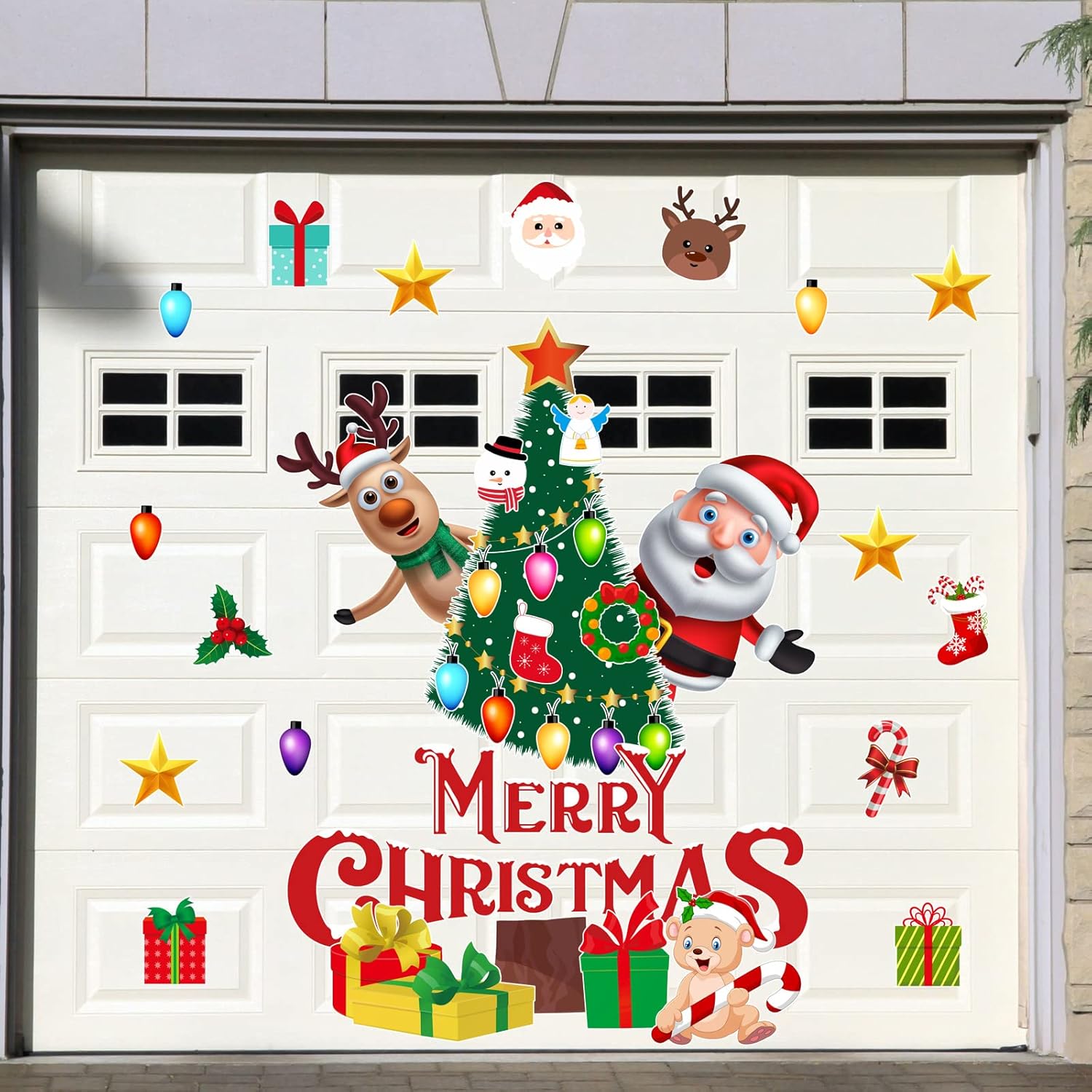 Garage Door Decorations - 28 Pieces Christmas Tree Garage Door Christmas Magnets Decorations Christmas Garage Door Decals Christmas Garage Magnets Decorations for Outdoor Christmas Garage Door DIY Decor Supplies