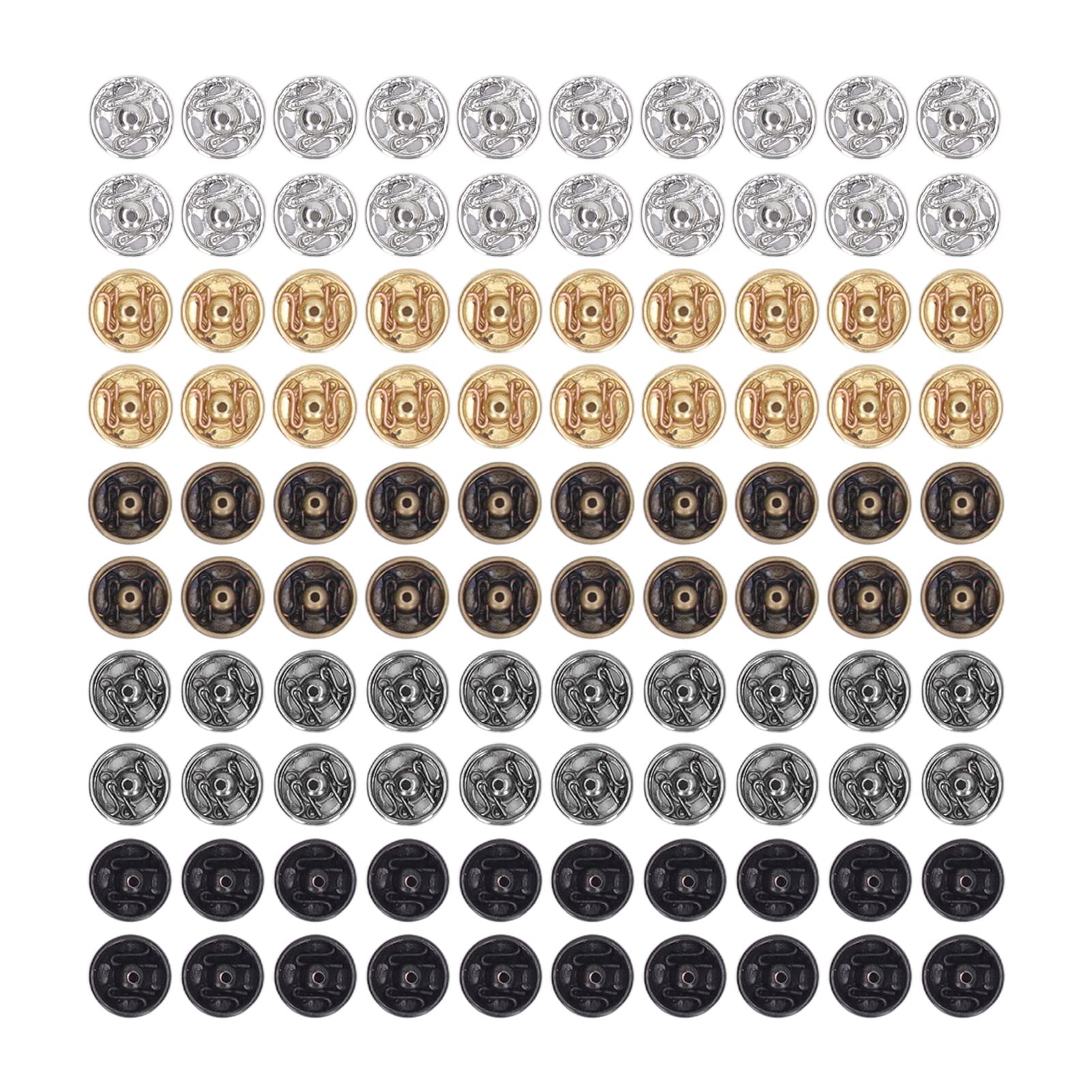 Pack of 100 5 mm mini Press Studs, 5 Colours, Snap Button Fastener Kit,Rust Protection, Lightweight, Miniature Press Studs, Doll for Men and Women