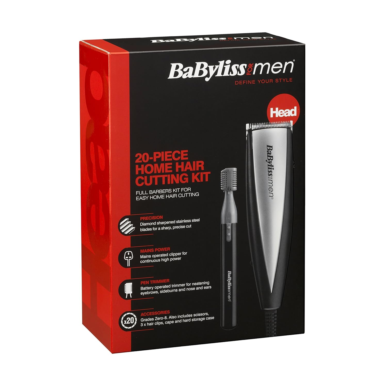 Babyliss 7437tu 20 Piece Home Mens Hair Cutting Kit Clipper